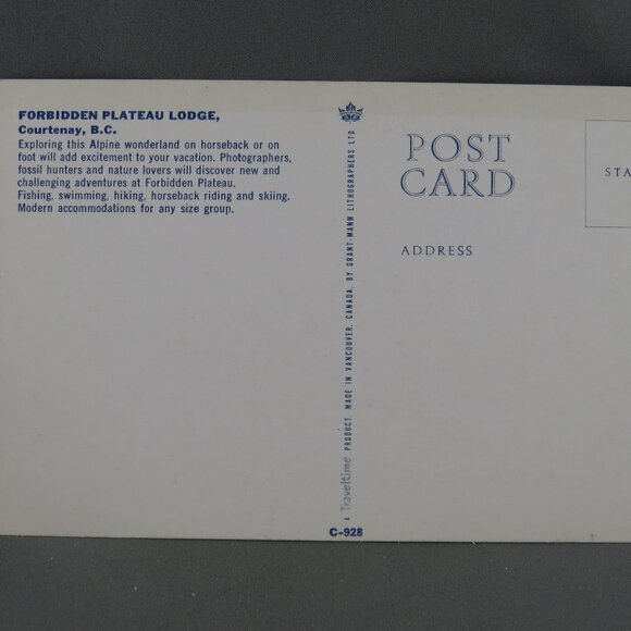 Vintage Postcard - Forbidden Plateau Lodge Courtenay BC - Traveltime - Picture 2 of 4